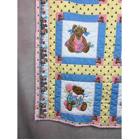 Vintage 1990s Teddy Bear Baby Quilt - Picture 3 of 7